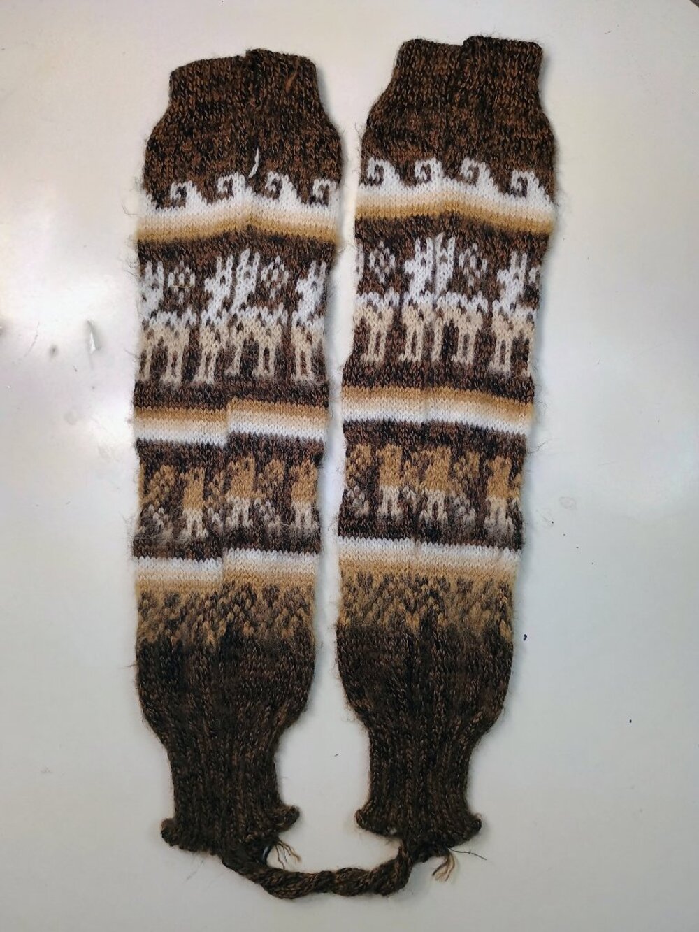 Hand-knitted Alpaca Leg Warmers in Natural Brown
